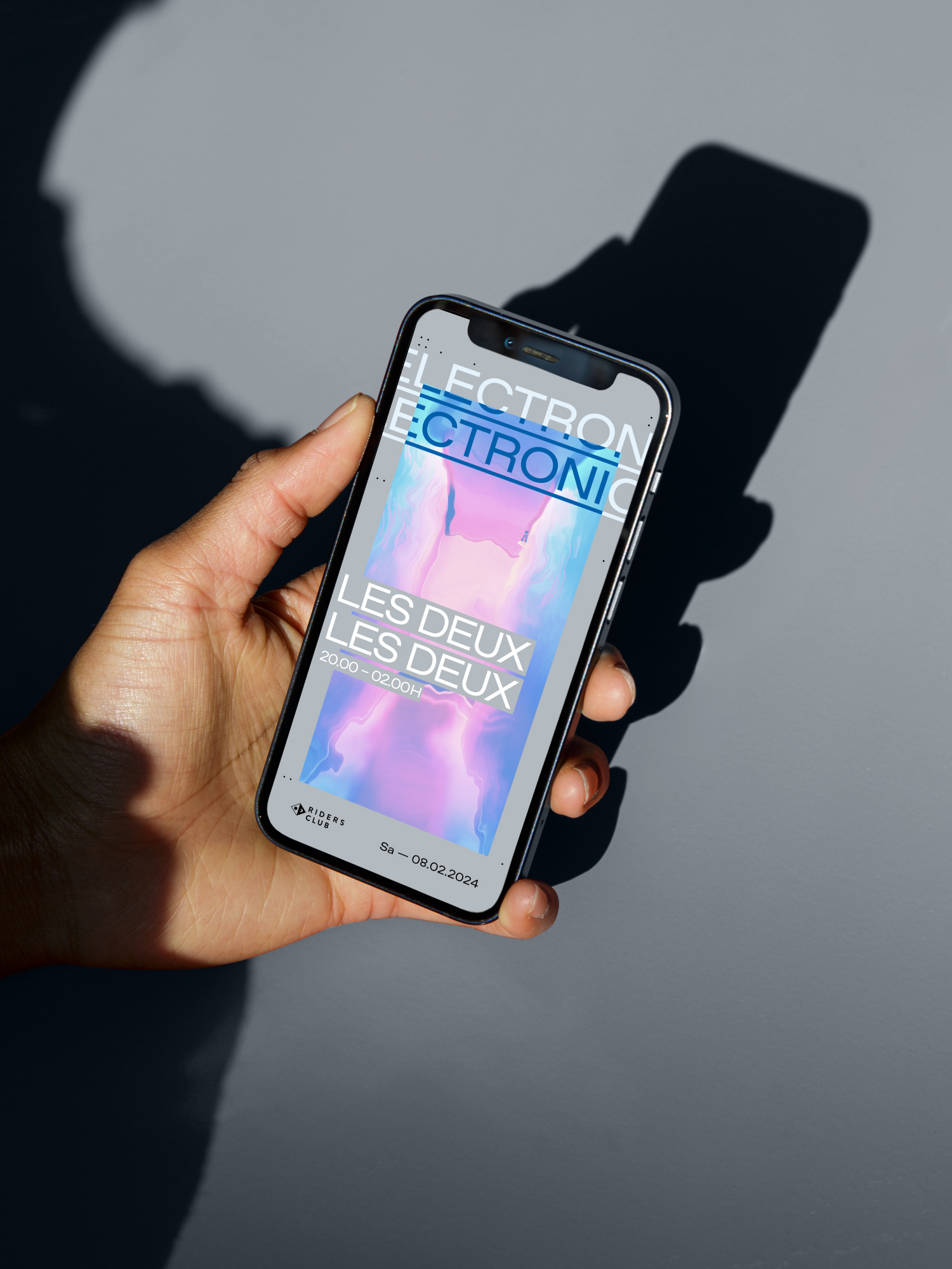 Natel Screen mit dem animierten Poster für den Electric Feels Event