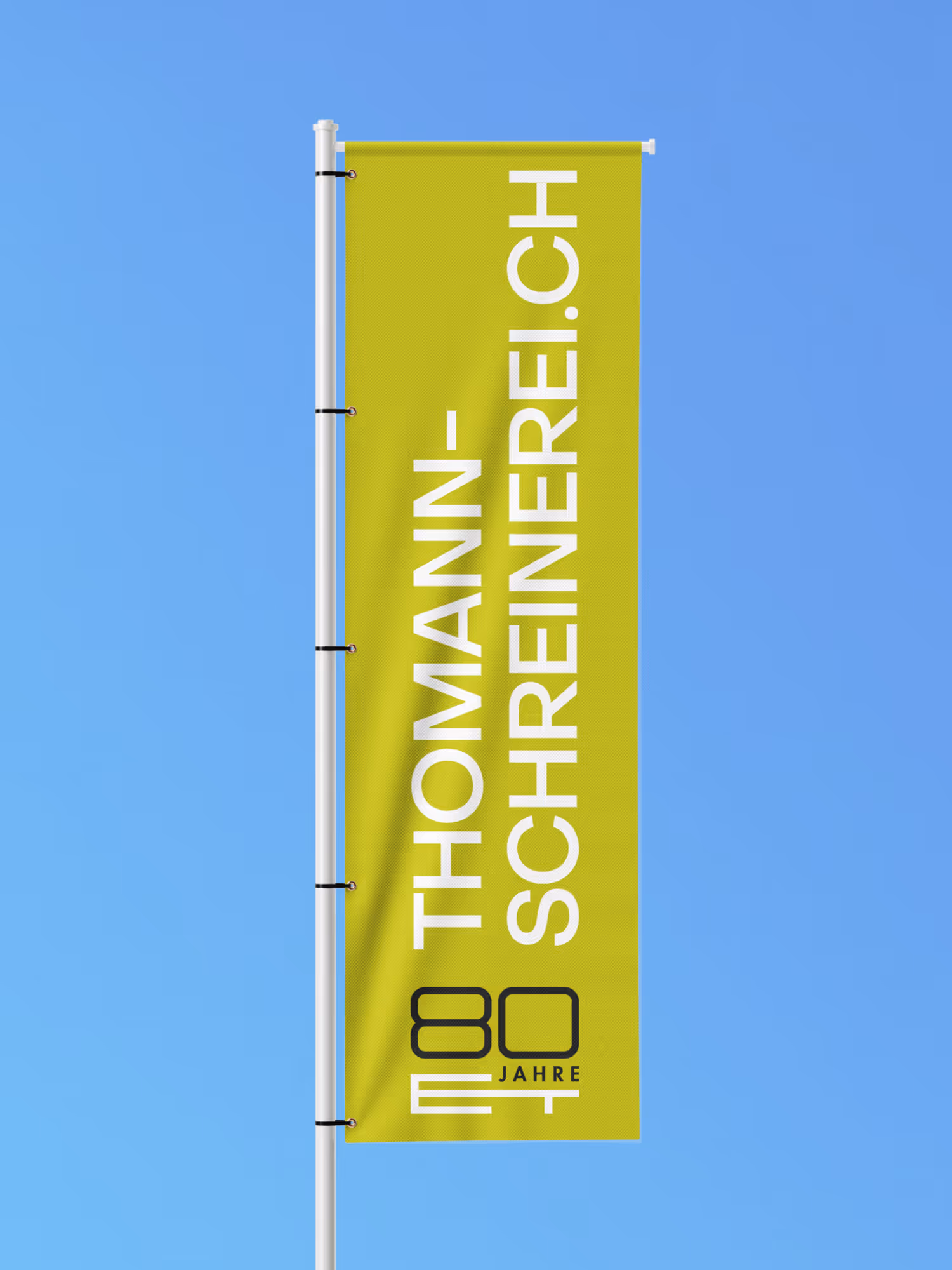 Thomann Carpentry 80th Anniversary Flag – Branding by Swiwi Design