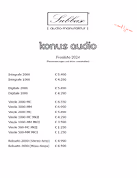 Preisliste Konus Audio 2024
