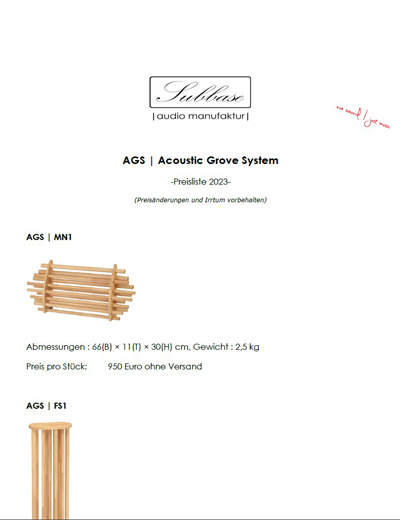 AGS Preisliste 2025