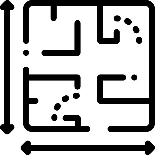 Floorplan with dimension arrows icon