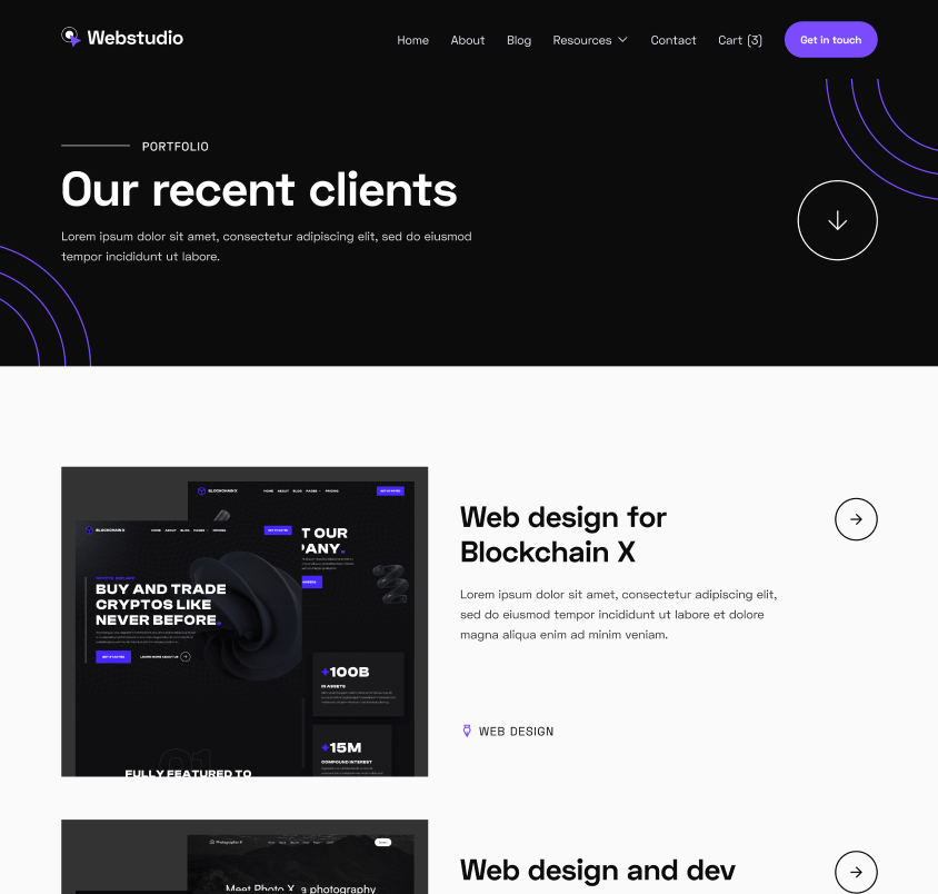 Webstudio X - Portfolio Hero - Home Page - Web Design Agency Webflow Template