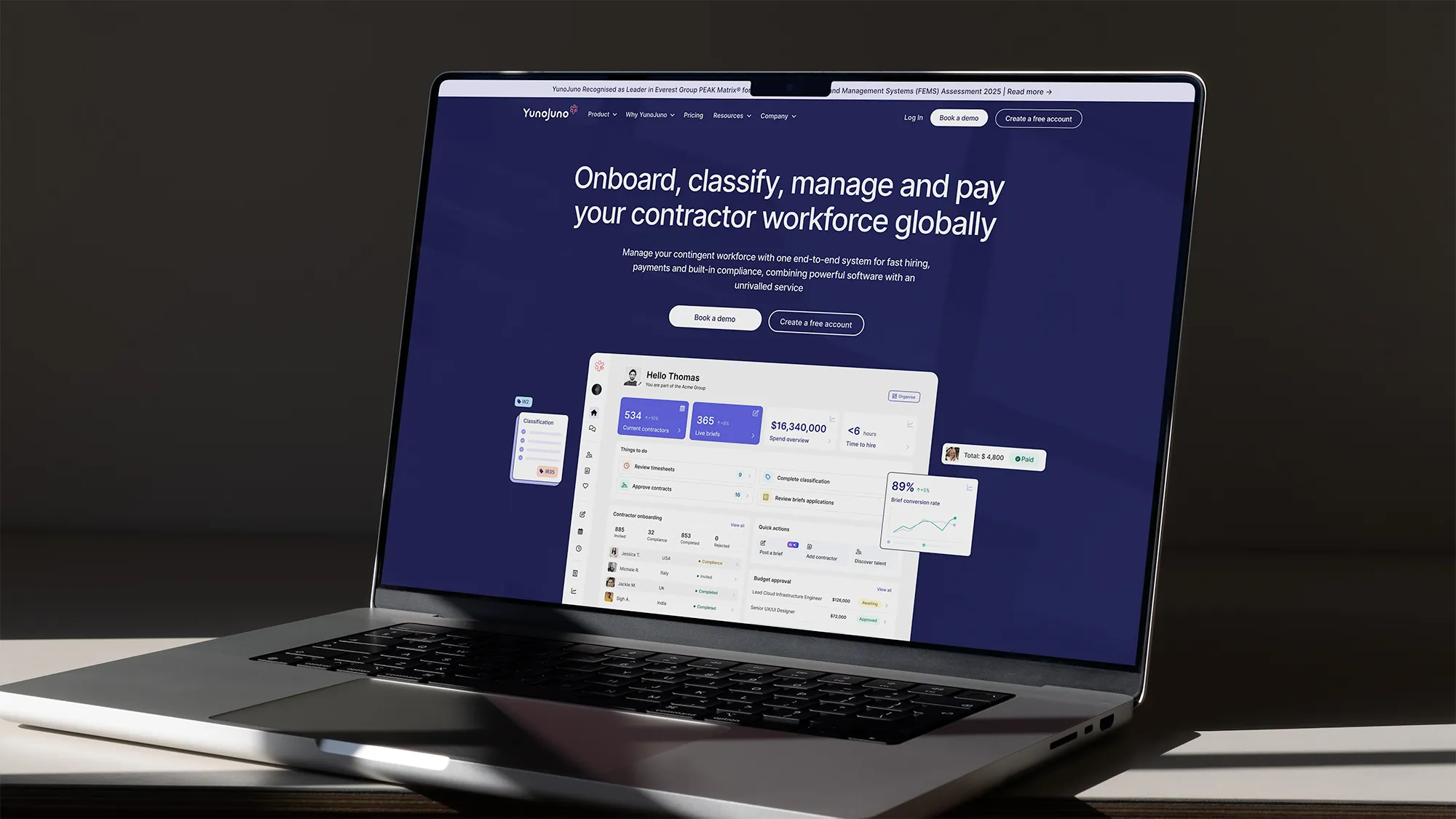 YunoJuno desktop website