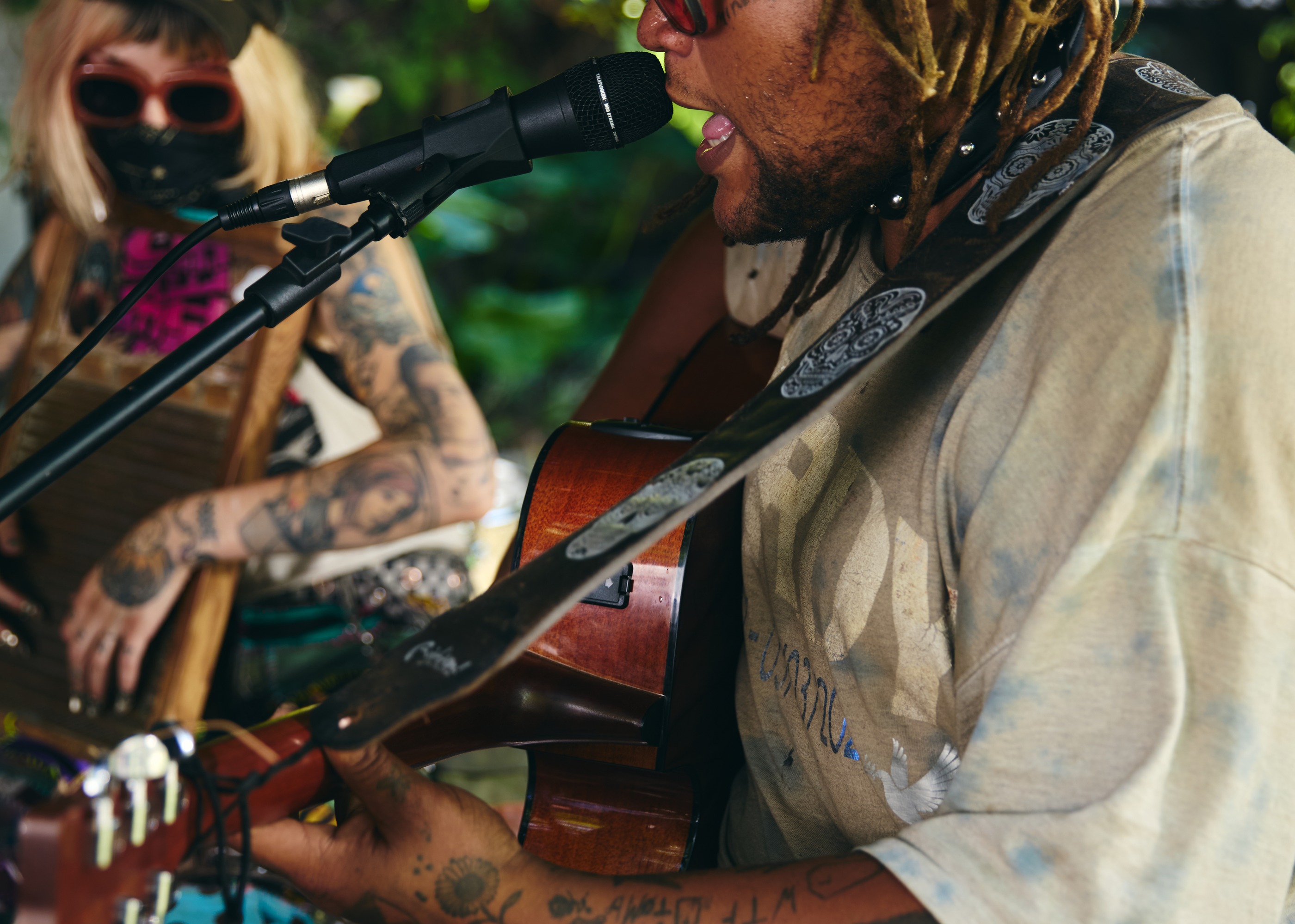 Crisis Crew x Medicine Box at Medium Sized Backyard — candid editorial photoshoot, indie folk trio music press photo