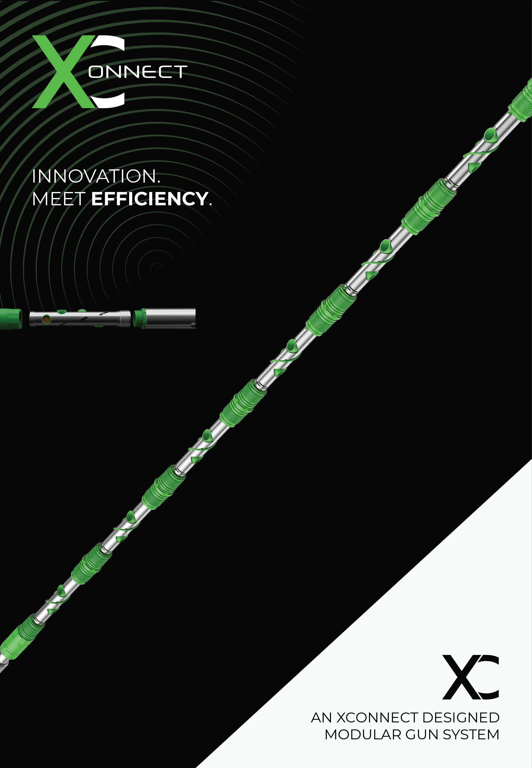 mockup of a promotional flyer for XConnect, a perforating frac company