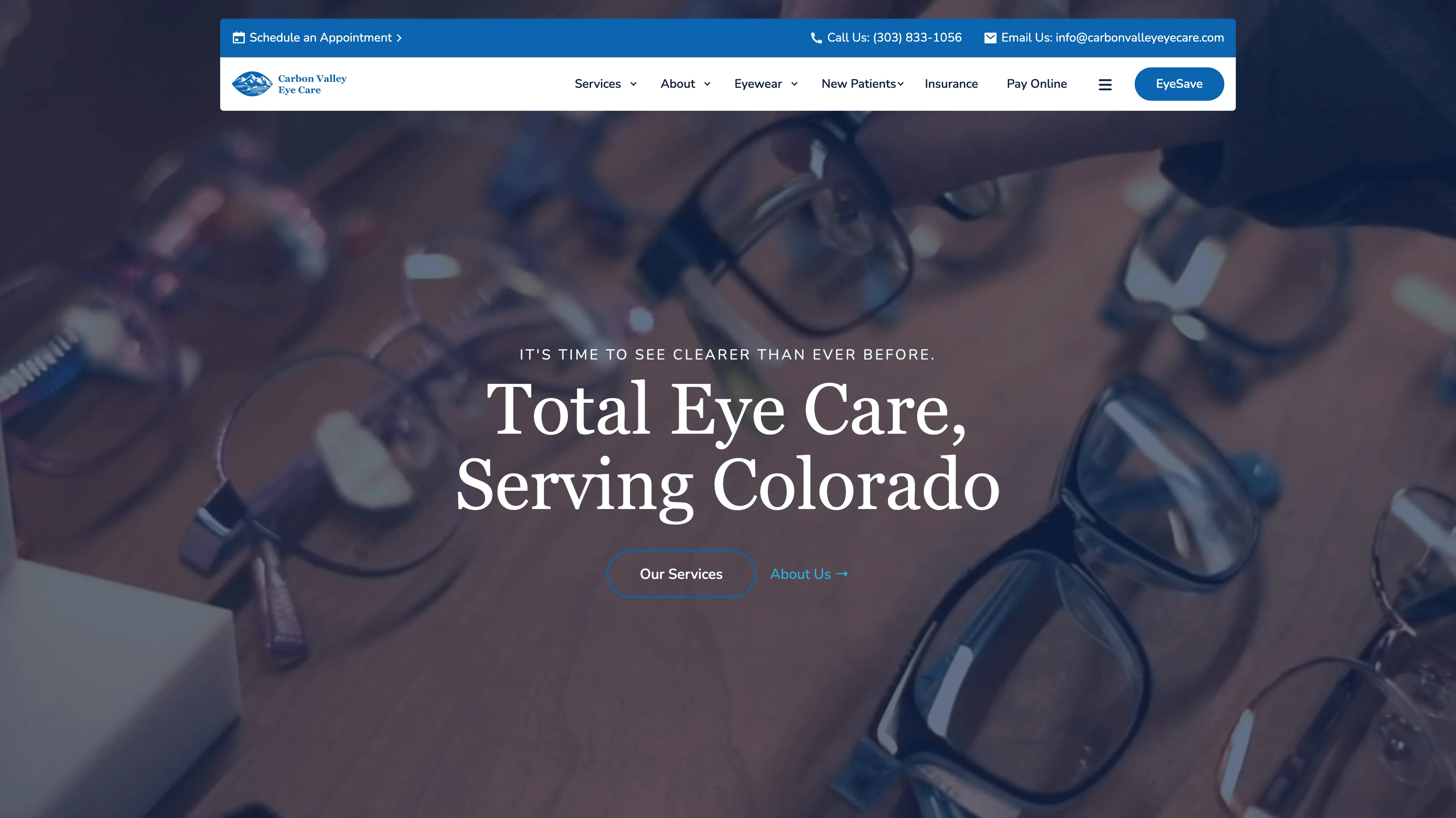 Website design for an eye care provider