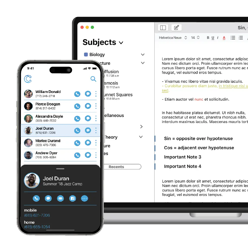 Two UI applications on a phone and on a laptop