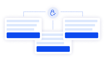 Diagram with three connected text boxes below a central locked icon.