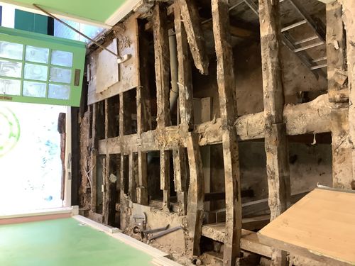 Decayed floor timber