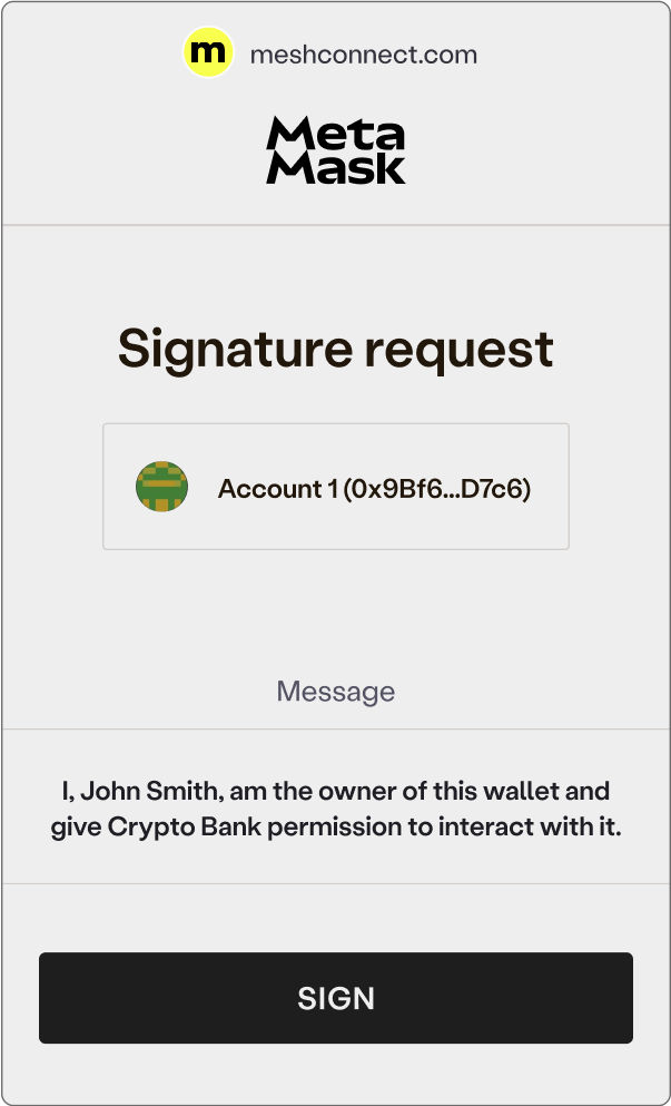Mobile screen showcasing User attestation of self-hosted wallets