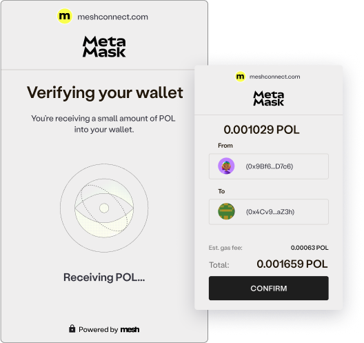 Mobile screen showcasing Verify wallet