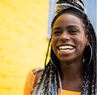 A girl smiling
