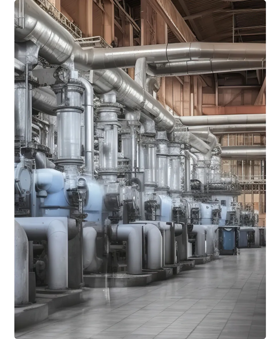 Image of an industrial facility with pipes that has a MaintainX work order overlaid on it. The word order is to "Replace broken temperature gauge" marked as "In Progress" and assigned to "Maintenance Team." It's also marked a Priority Medium.