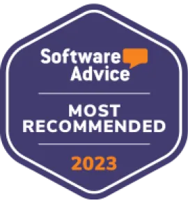 Software Advice badge for Most Recommended 2023