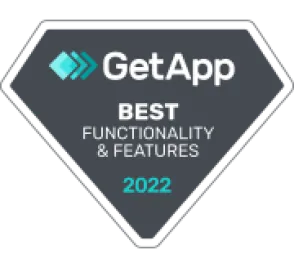 GetApp badge for best functionality and features 2022