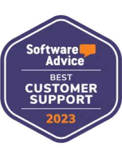 Software Advice badge for Best Customer Support 2023