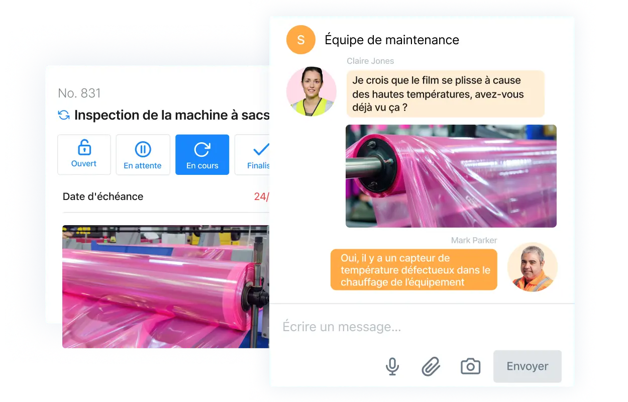 Les collaborateurs peuvent utiliser le chat pour résoudre les problèmes.