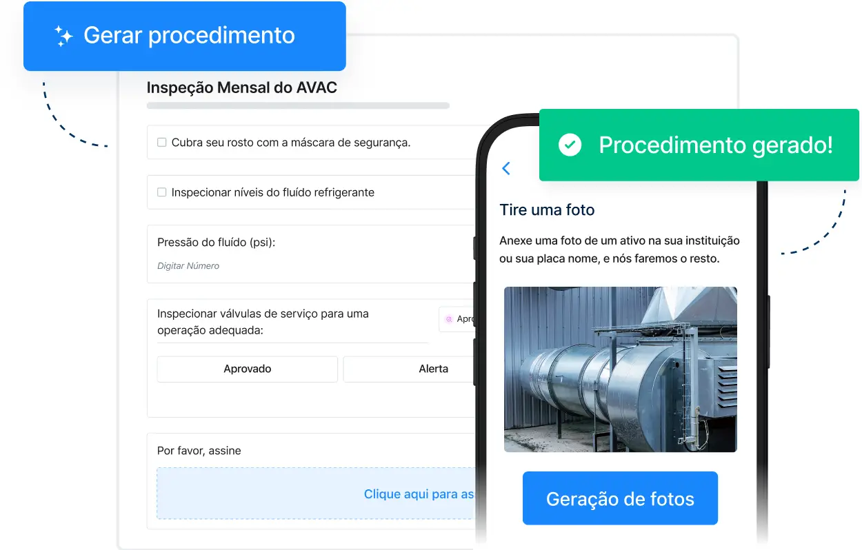 Captura de tela do aplicativo MaintainX mostrando a geração de um procedimento