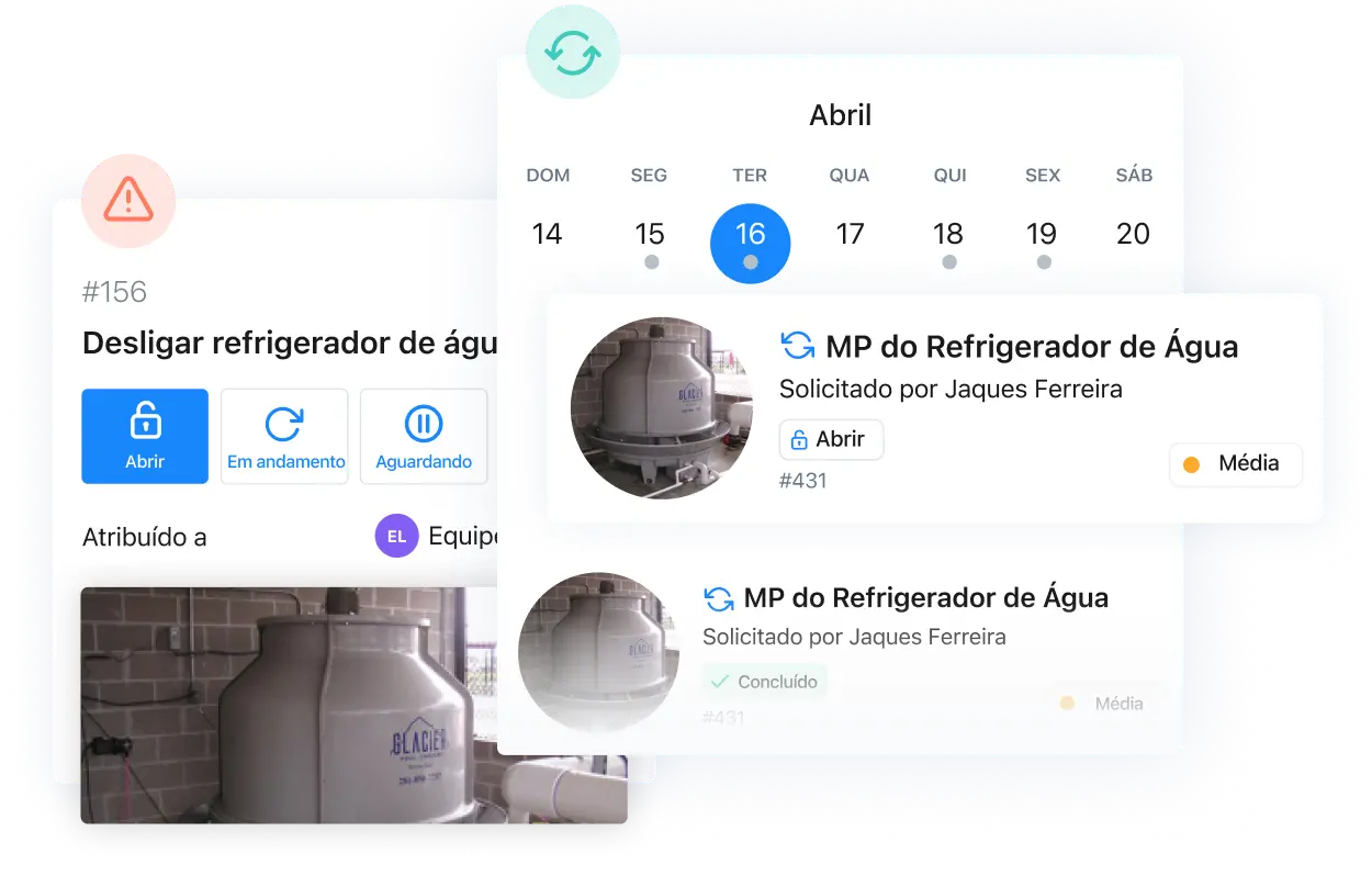 Captura de tela do aplicativo MaintainX com nova solicitação sobre o calendário