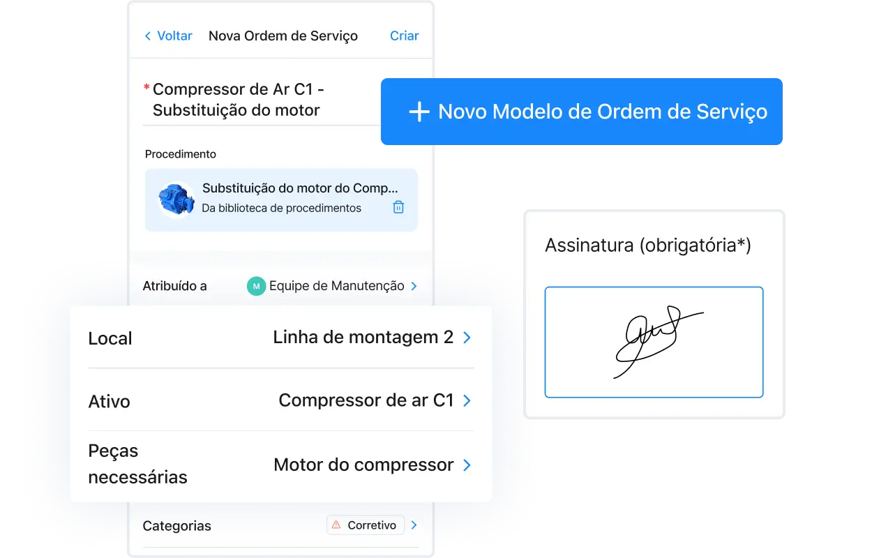 O aplicativo MaintainX tem modelos de ordens de serviço pré-preenchidos