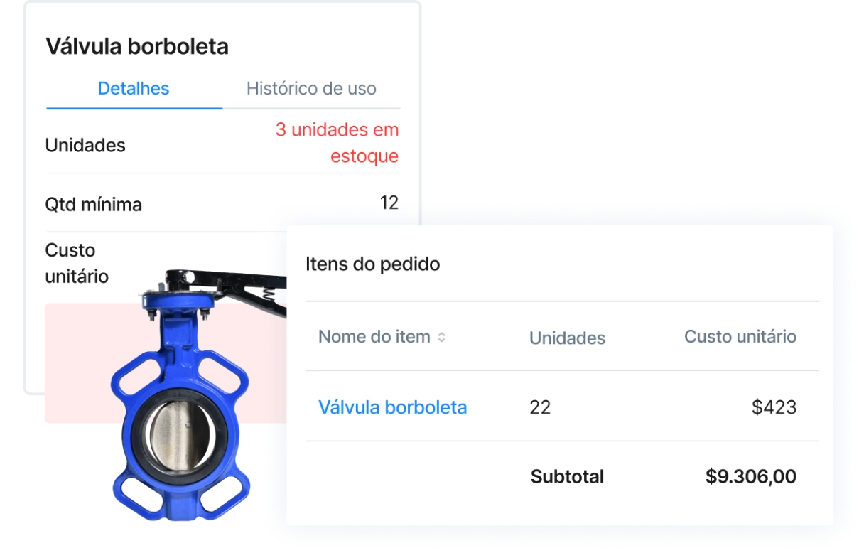 O MaintainX facilita o gerenciamento de peças a partir de um local central, com um alerta de estoque simplificado e um processo de recompra.