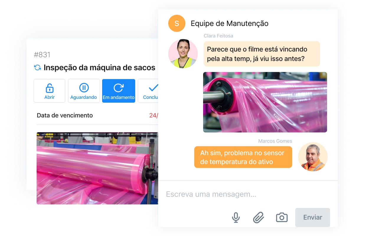 Os funcionários podem usar o chat para solucionar problemas.