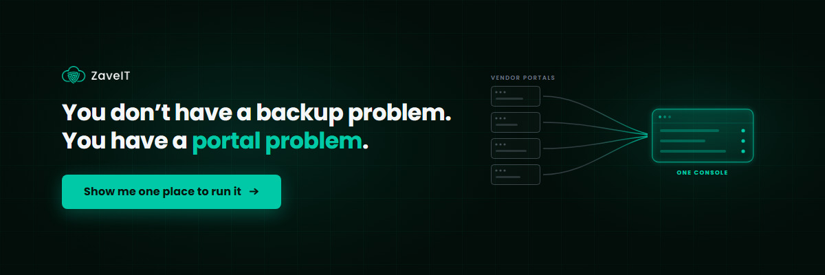 You don't have a backup problem. You have a portal problem run multi-vendor backup from one console with ZaveIT.