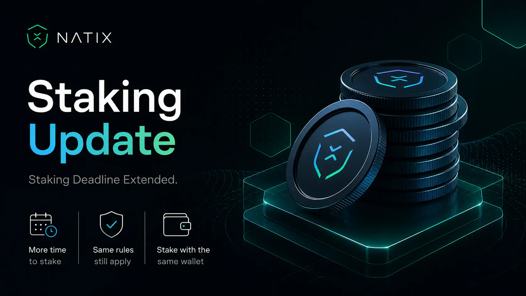 NATIX Tokens on top of a pedestal showing that users can now stake their coins