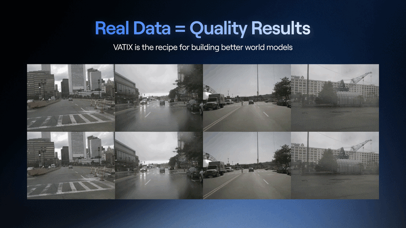 Scenes gathered from the VATIX world model generated using NATIX data
