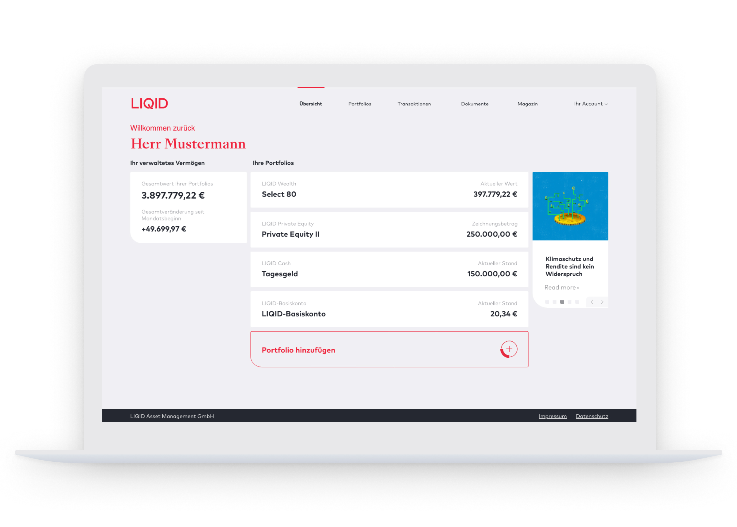 Dashboard mockup