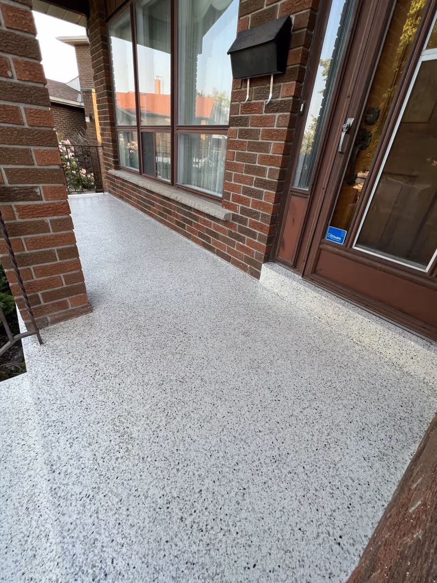 Patio concrete coating freshly applied