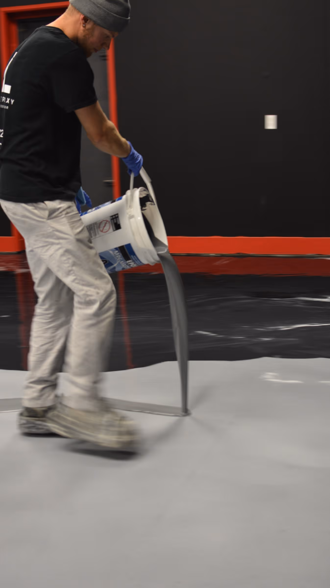 Alanis Epoxy Flooring owner apply metallic epoxy floor