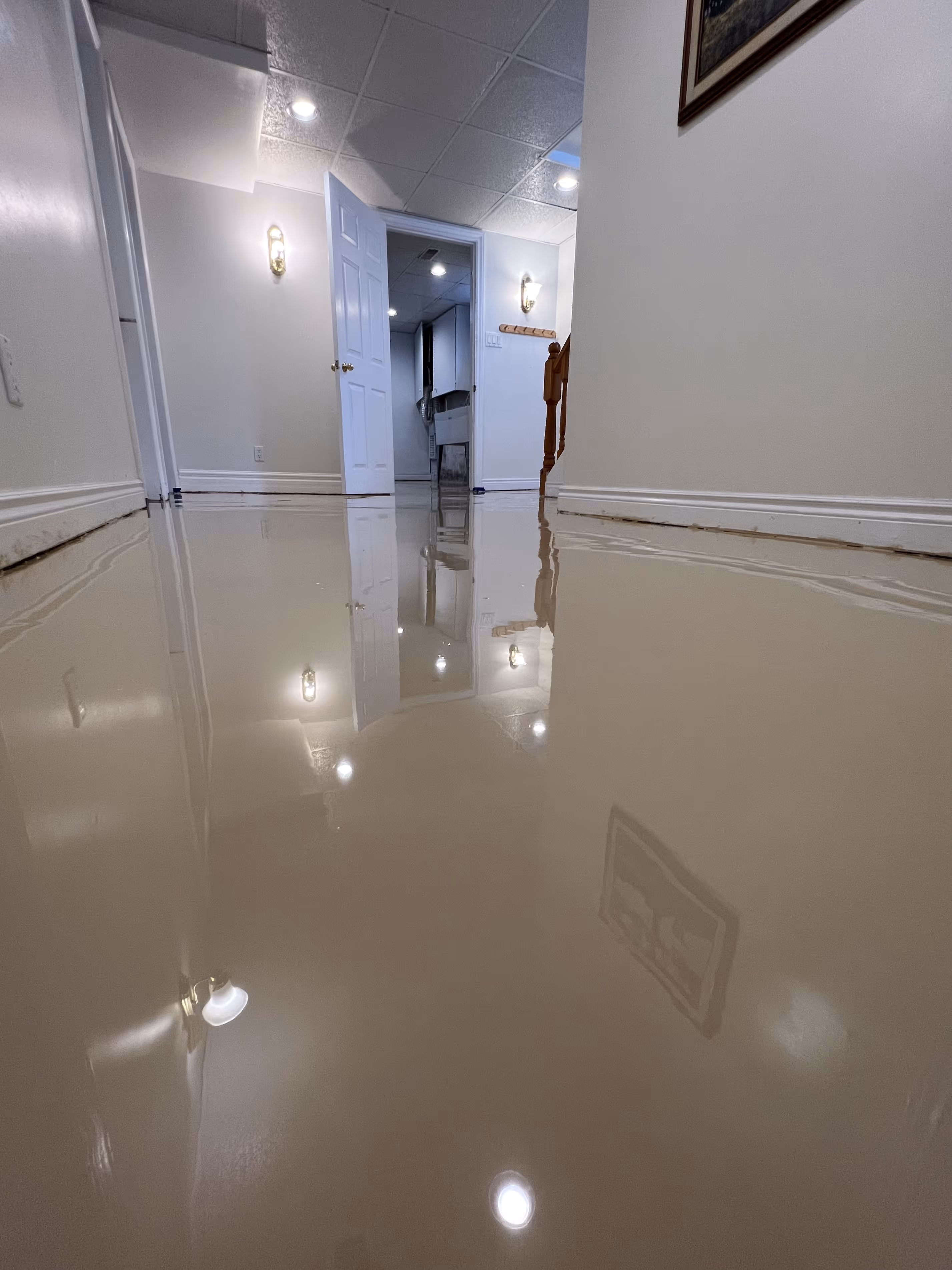 Beige epoxy flooring inside a commercial shop