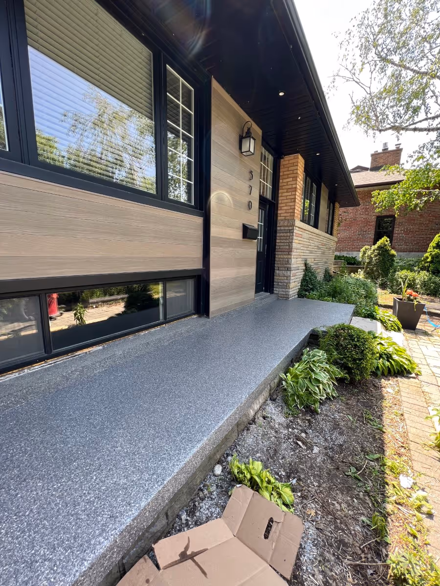 UV resistant polyaspartic concrete coating on a Tampa porch