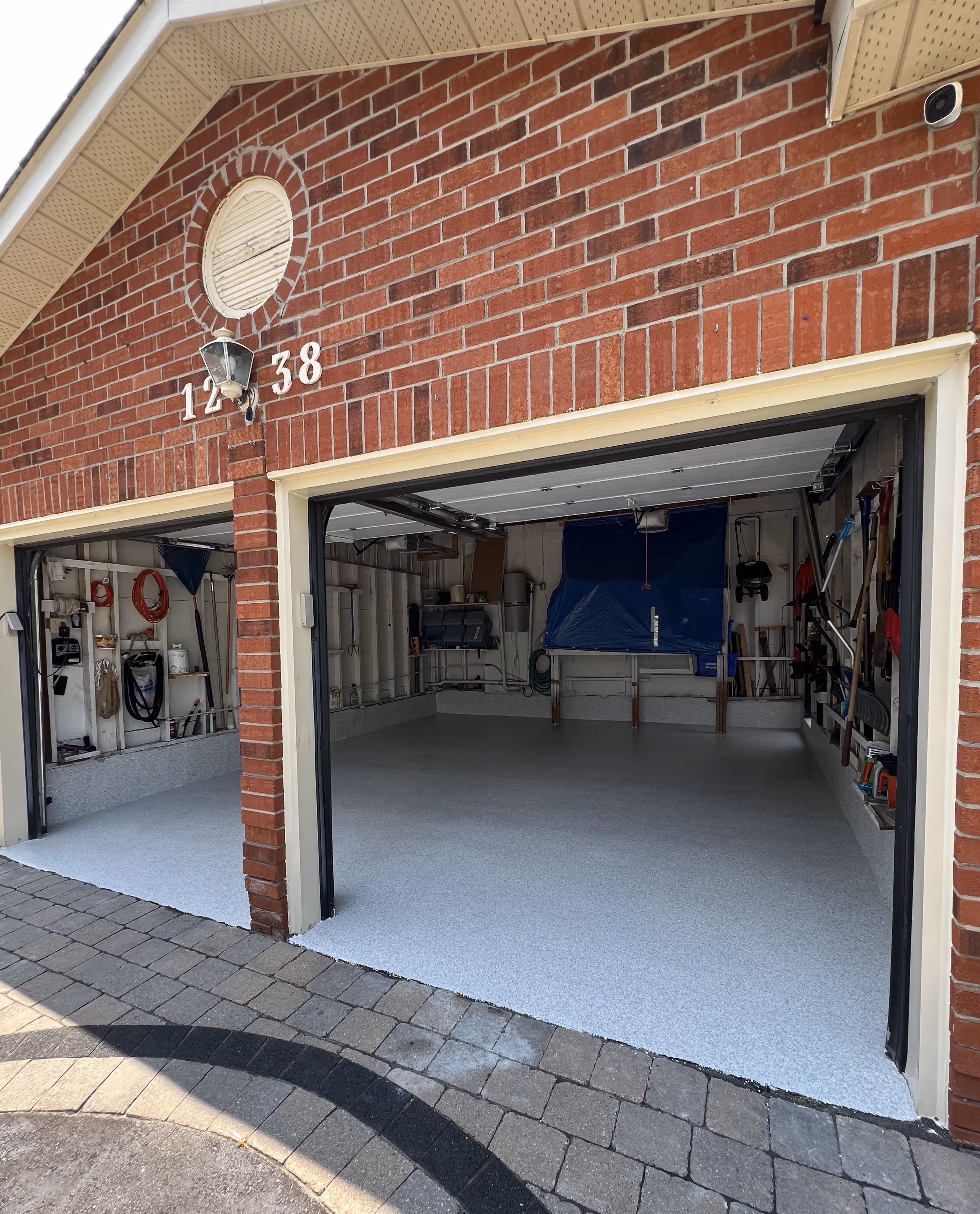 2 car garage with an epoxy floor coating