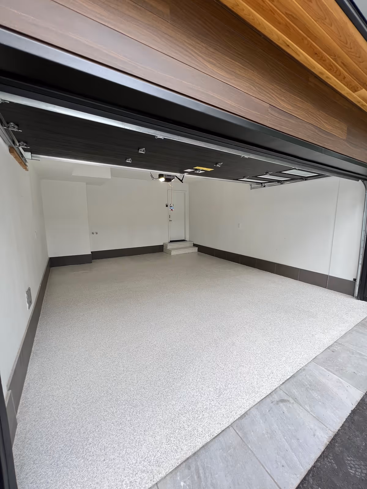 Double car garage with new epoxy flake floor