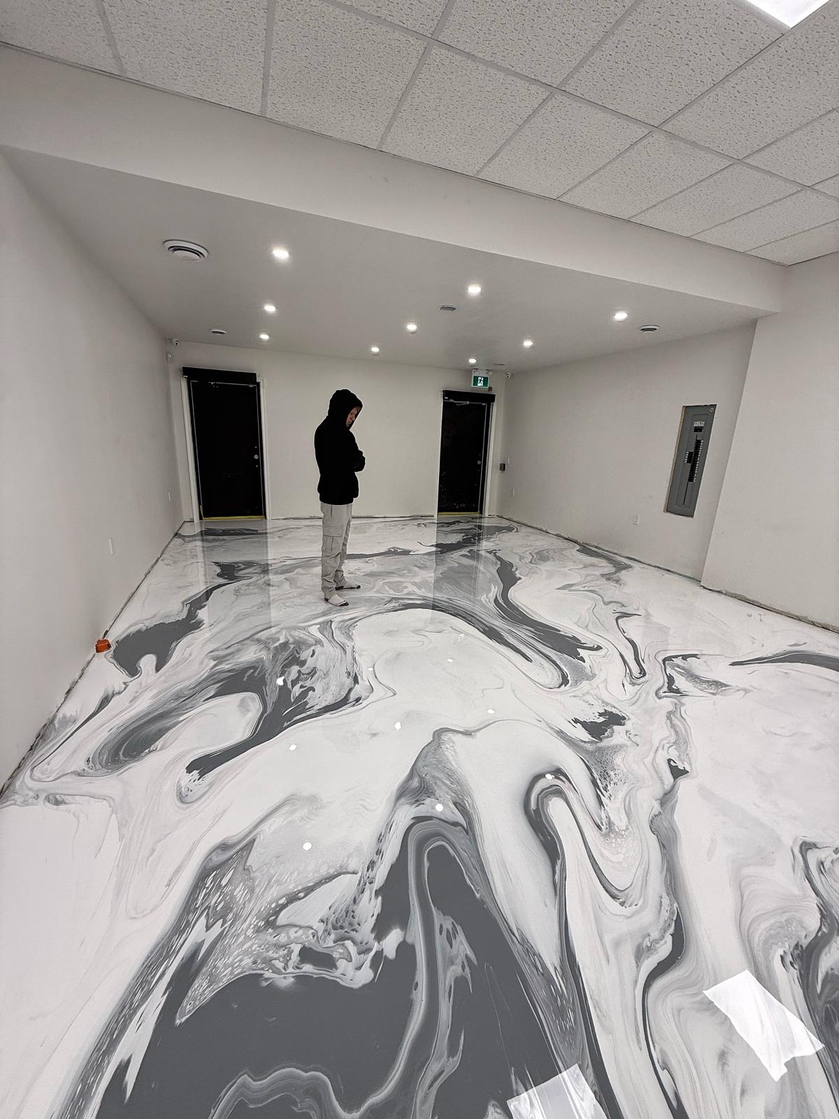 White Metallic Epoxy Floor in Tampa Florida