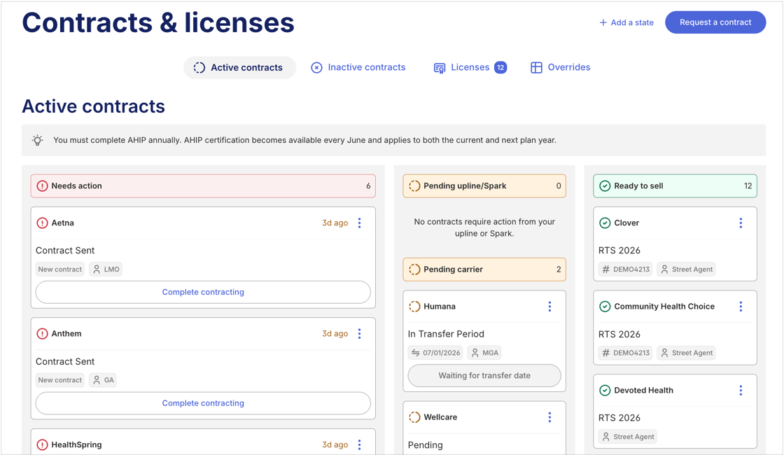 Spark Contracting tab
