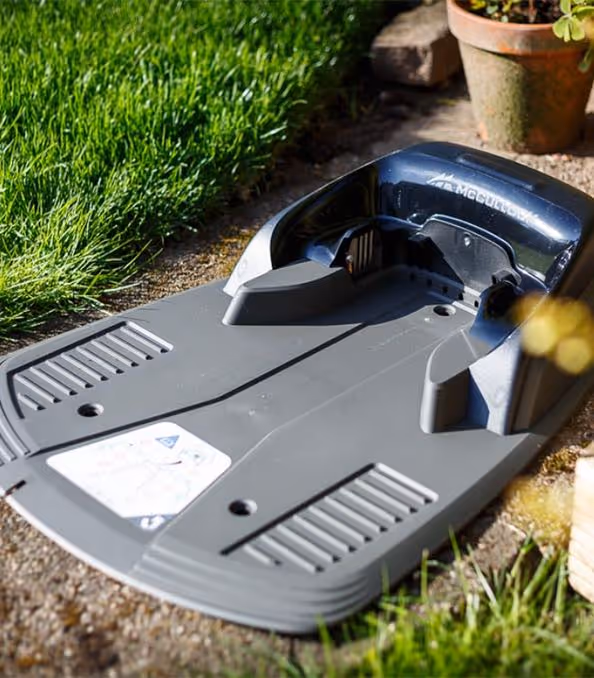 A autonomous mower charging pad.