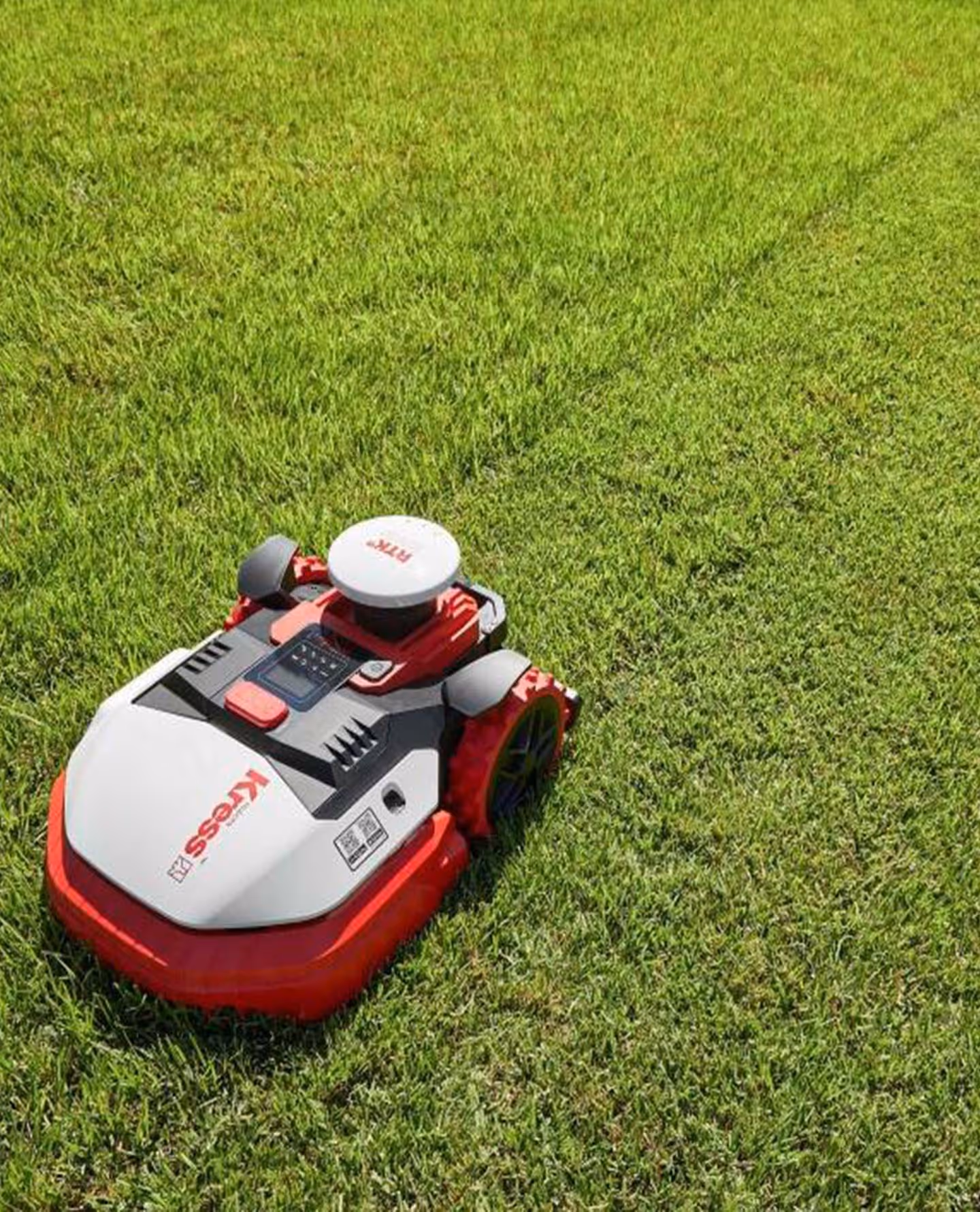 A autonomous mower cutting grass.