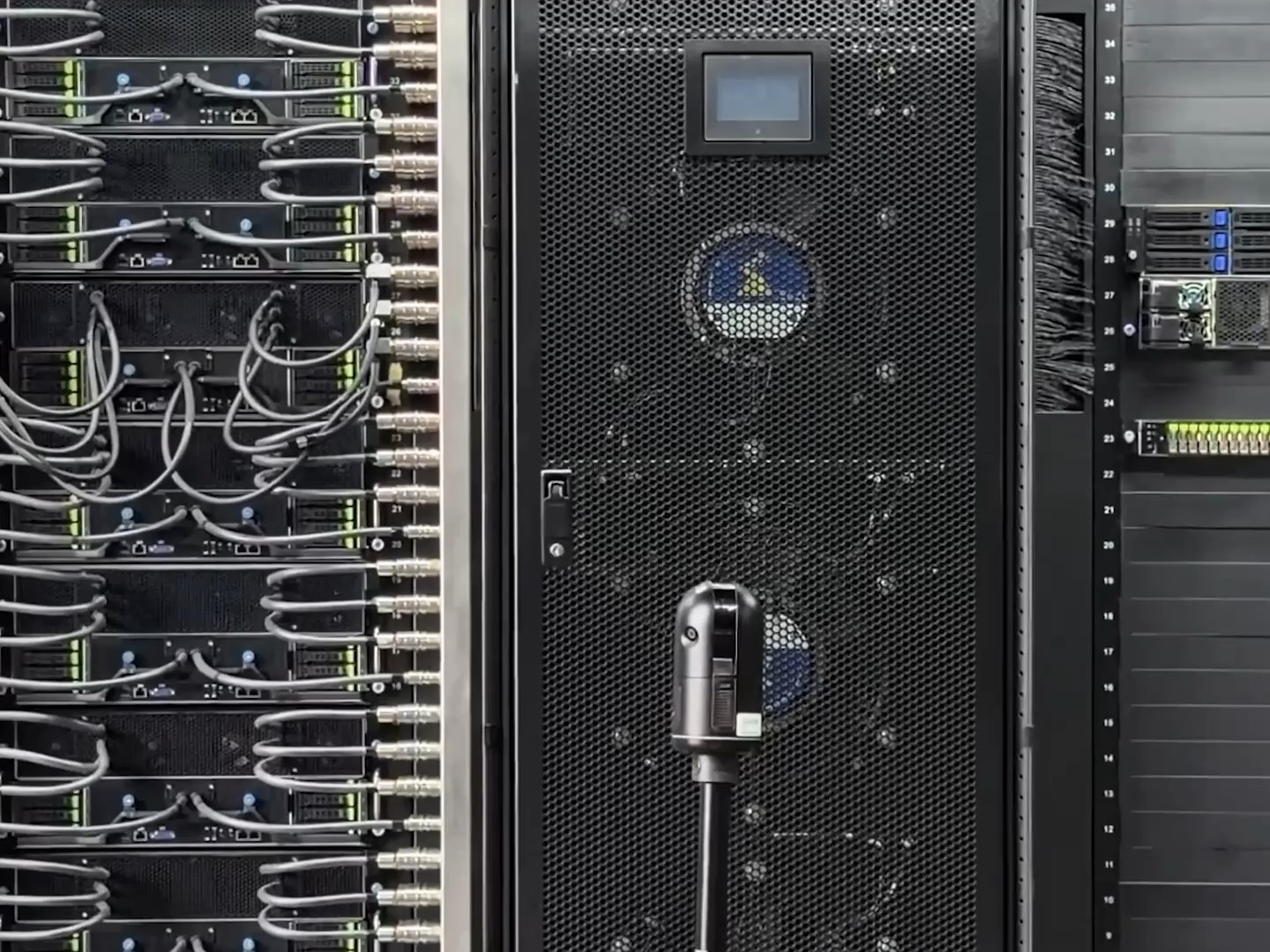 Live 360 camera mounted on the front of a GPU rack