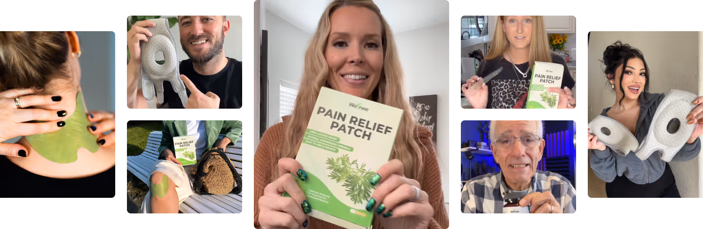 Customer testimonials showing people using Wellnee products