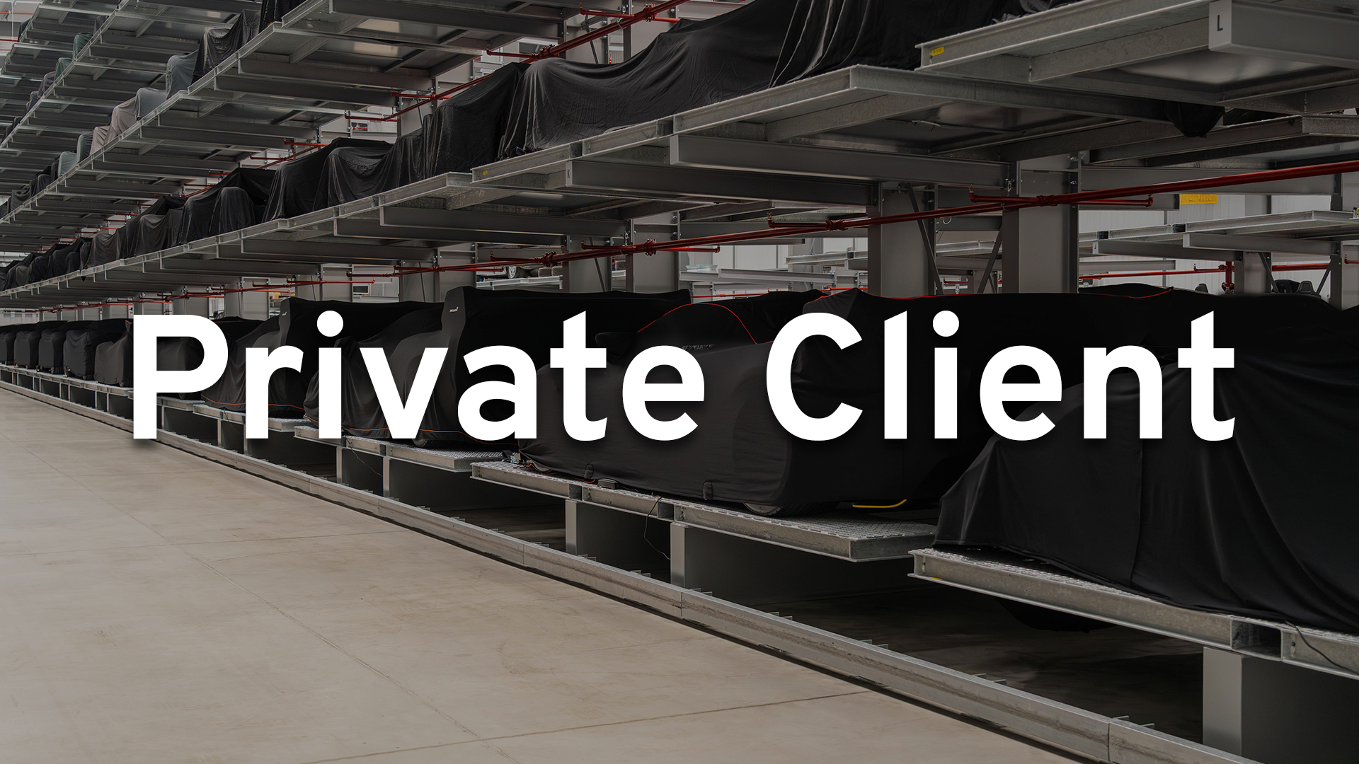 A secure warehouse of cars on a racking system