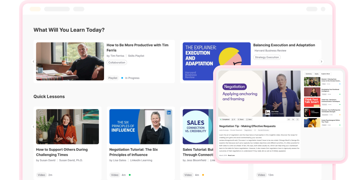 image of a tablet with learninghubz hub and a minimal square image with a video page, overall image representing no LMS? use learninghubz as your learning platform