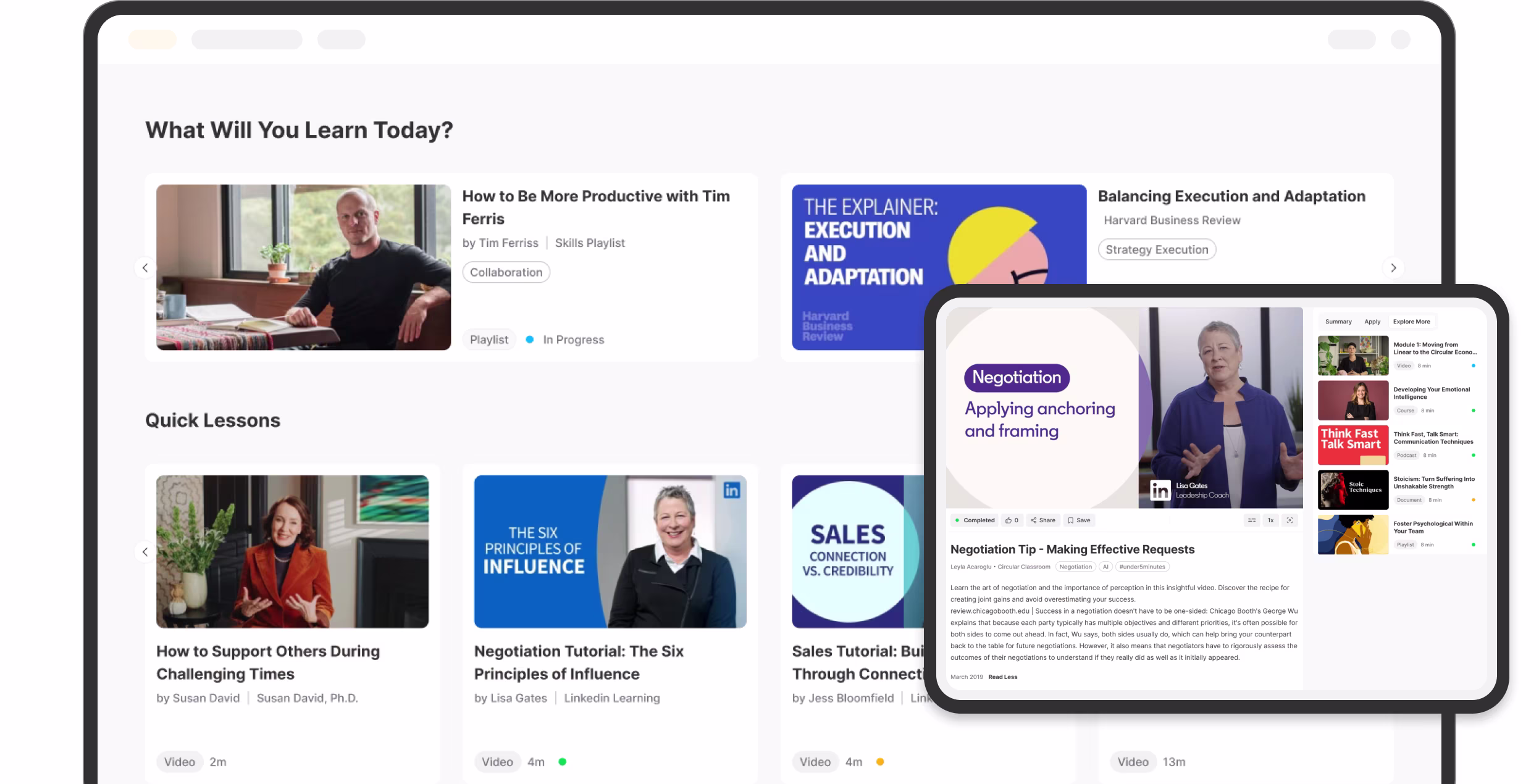 image of a tablet with learninghubz hub and a minimal square image with a video page, overall image representing no LMS? use learninghubz as your learning platform