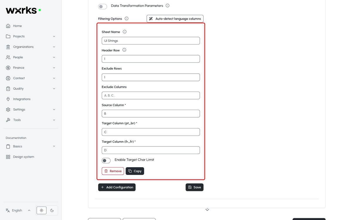 A multilingual spreadsheet's columns detected and mapped automatically
