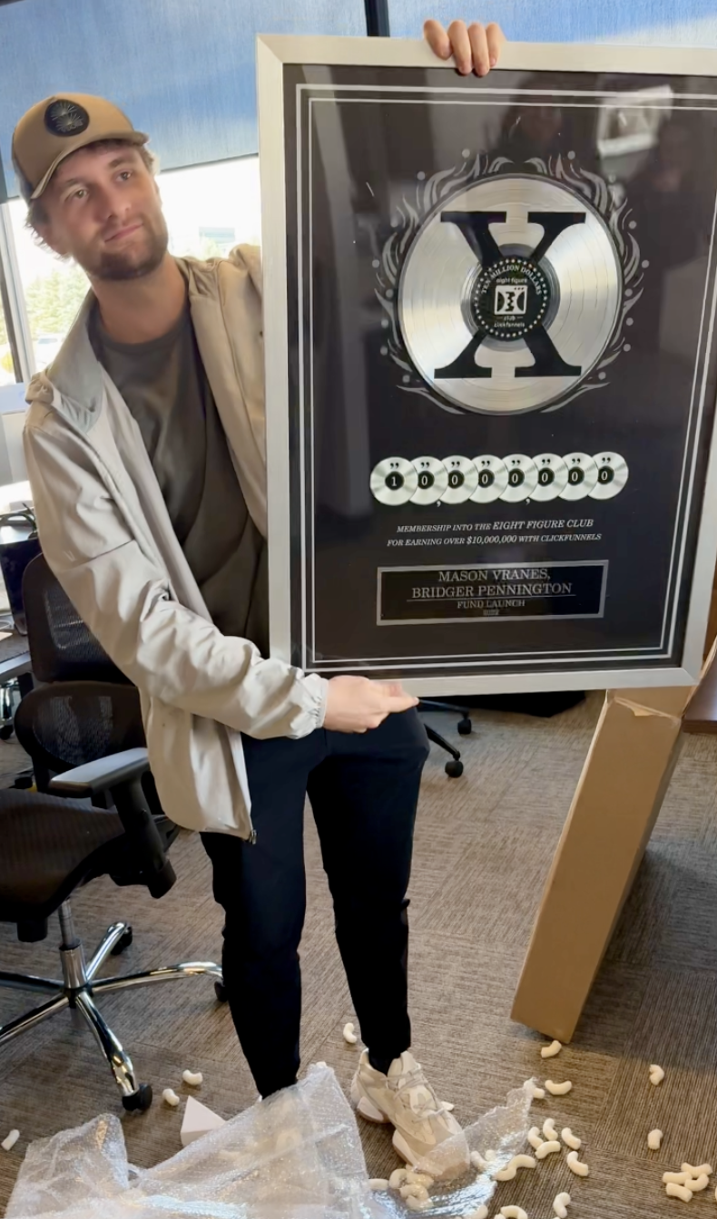 Award recognizing ten million dollars in revenue