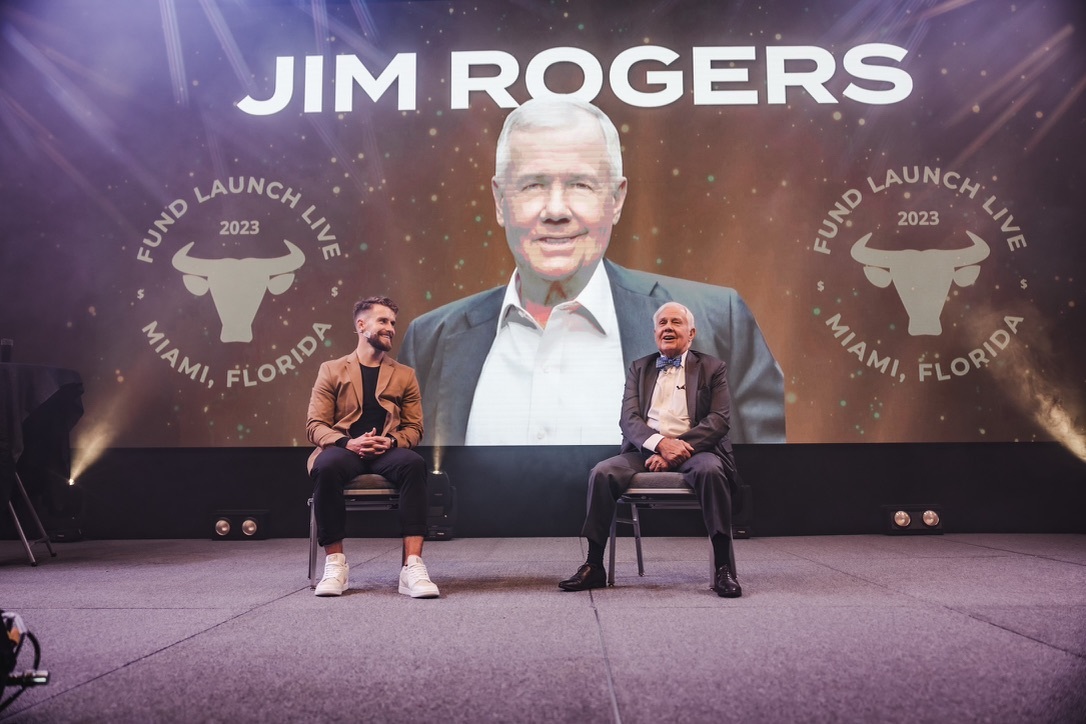Jim Rogers speaking with Bridger Pennington at Fund Launch Live 2023