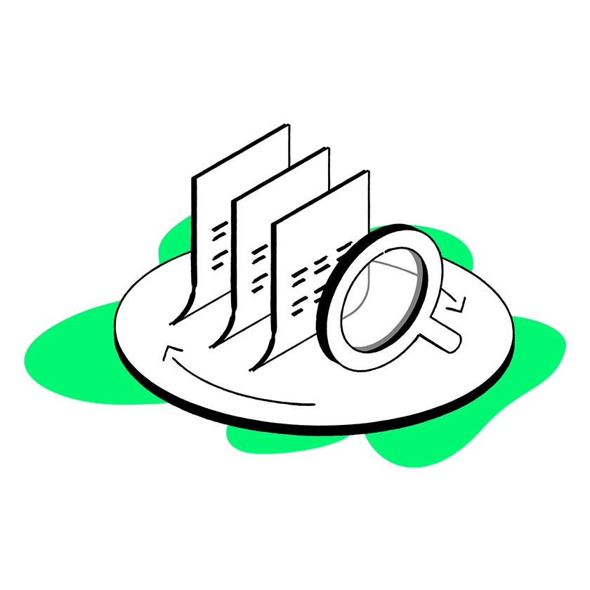 illustration de factures avec loupe