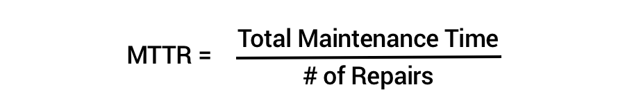 Mean Time to Repair (MTTR) is Total Maintenance Time divided by Number of Repairs